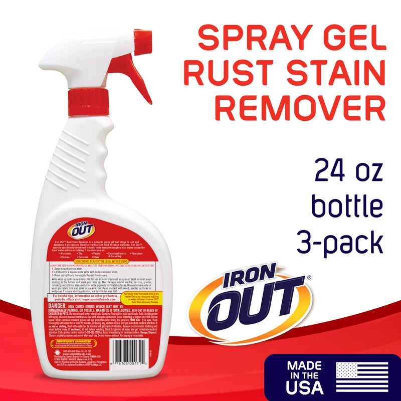 IRON OUT Rust Stain Remover Spray Gel, Removes Rust Stains