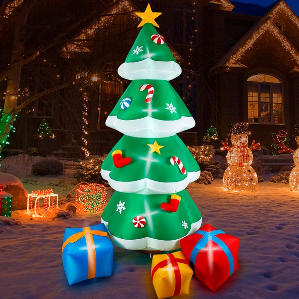 Calmbee Christmas Inflatables, 7Ft Christmas Tree Decorations, Blow Up inflatables