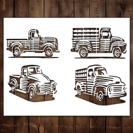 Old Truck Stencil | Reusable Vintage Car Stencils for Painting on Wood, Glass, Wall, Rock, Fabric, Walls, Canvas, Glassware | Vintage Red Truck Stencil 8.5"x 11"