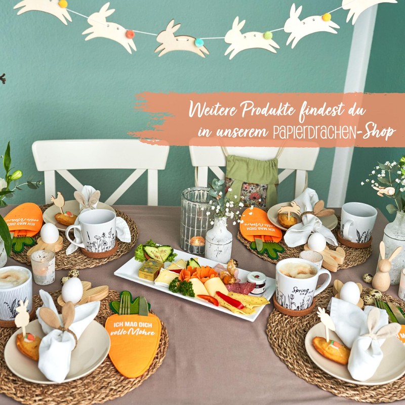 Papierdrachen 4 Rabbit Ears Napkin Rings - Muslin Look -