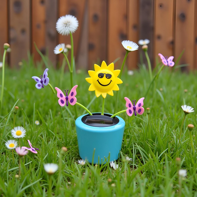 Cute Solar Dancing Flowers Swinging Sunflower Insect Flip Flap Flowers