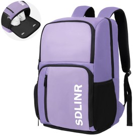 SDLINR Pickleball Bag Fits 4 to 10 Paddles, Large Pickleball Backpack with Shoe Compartment and Fence Hook, Pickle ball Gifts for Men Women (Purple)