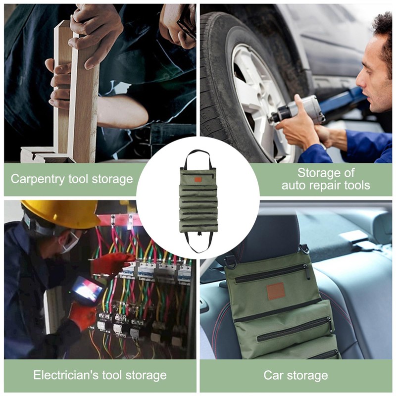 Roll Up Tool Pouch Multi-Purpose Canvas Wrench Roll Up Bag,