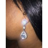Kara Nicole Silver Wedding Earrings Crystal Rhinestone Big Long Drop