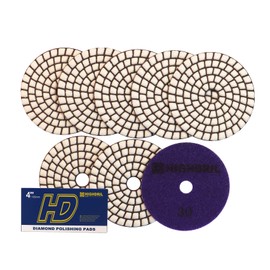HIGHDRIL Dry Diamond Polishing Discs - Pack of 8 #30 Diamond Polishing Pads for Granite Stone Marble Floor Grinder or Polisher Diameter 4 Inches / 100 mm