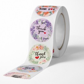 KOUMAKI Thank You Seal, Thank You Label, Envelope, Sealing Seal, Happy Cute Sticker, Round Shape, Commercial Use, Mother's Day, Wedding, Birthday, Anniversary, Thank You Sticker, Pack of 500 (Red,