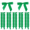 Green Ribbon Bow Decor 2.5" Premade Twist Tie Bows for