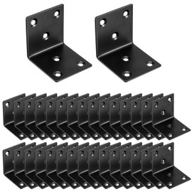 30 Pcs Black Metal Corner Braces, 2 in/ 50 mm L Brackets for Wood, 90 Degree Heavy Duty Wide Corner Black Metal Corner Bracket for Wood Furniture Bed Chair (Screws Not Included)