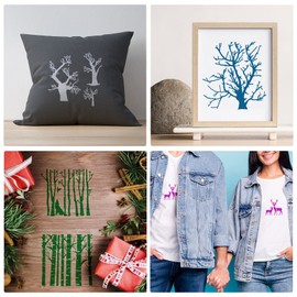 PAGOW 8pcs Aspen Trees Stencils, Reusable PET Drawing Stencils, Art Painting Templates Stencils for Painting on Wood, Winter Christmas DIY for Wall, Floor, Decor Supplies (7.87 x 7.87 Inch)