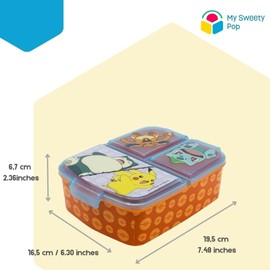 My sweety pop - Lunch Box - Lunch Box - for Children - Nursery - School - Holiday - Food - 19.5 cm - Gift Idea - 3 Compartments - Pokémon - Boy - Orange