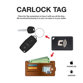 CARLOCK TAG 2.0 - Bluetooth Upgrade for Carlock Device. Automatic Security Alerts Based on Your Proximity to The Car, Reducing False Alarms. Up to 1-Year Battery Life. (Not for Standalone Use)