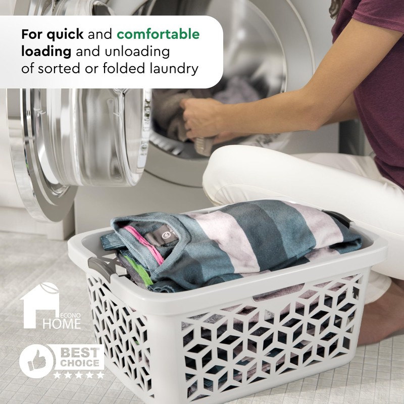 EconoHome Laundry Basket - Large 2 Bushel Laundry Basket with