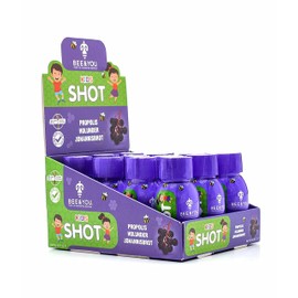 BEE&YOU Propolis Shot with Elderberry + Carob for Children (12 x 50 ml) The Natural Immune Booster for Children with Vitamin C