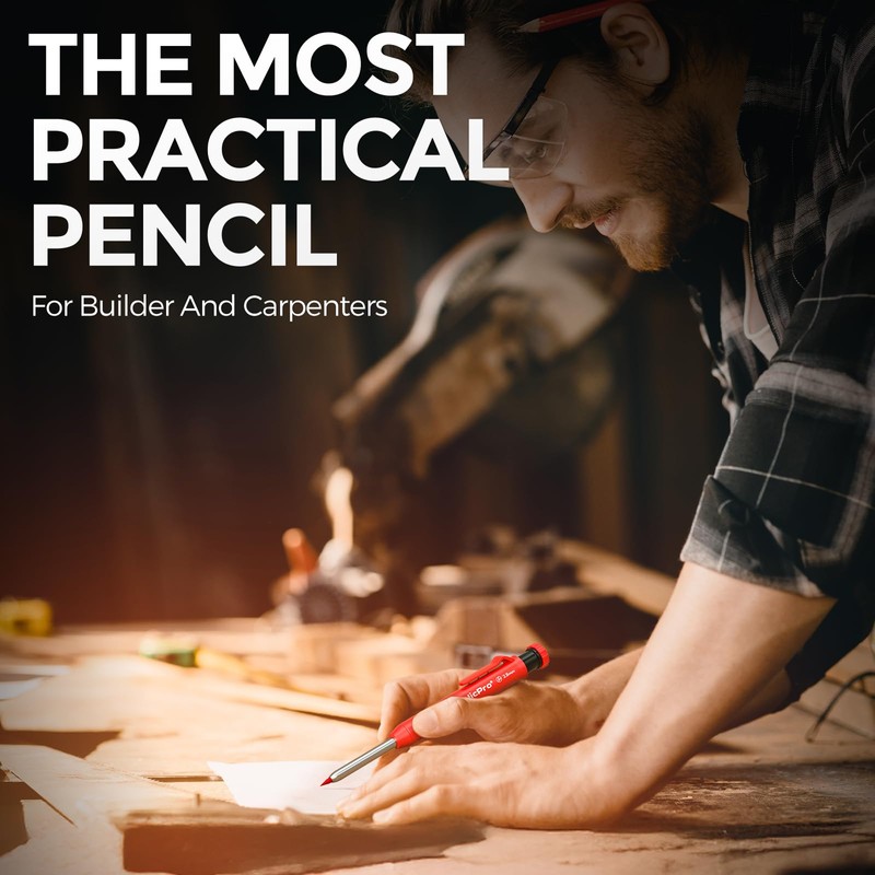 Nicpro 5 Pack Carpenter Pencil with Sharpener, Construction Mechanical Pencils