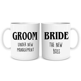 Funny Couples Mugs Bride Groom Wedding Gifts Newly Married Couples Present Novelty Adult Humour Friend Marriage The New Boss WSDMUG1301