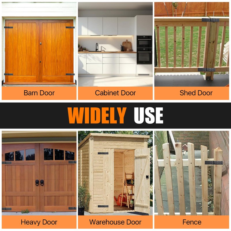 Lainballow 4 Pcs Heavy Duty Gate Hinges, Black Door Hinges,