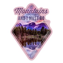 Die Cut Sticker Pagosa Springs, Colorado, John Muir Quote, Sunset and Lake, Contour Vinyl Sticker 3 to 6 inches, (Waterproof Decal for Cars, Water Bottles, Laptops, Coolers), Large