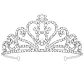 Crown Tiaras for Women Shiny Princess Crown Hair Accessories for Birthday Wedding Party Costume Silver