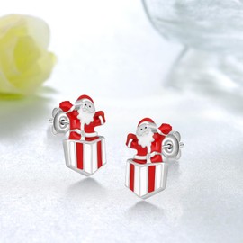 Christmas Earrings 925 Sterling Silver Santa Claus Earrings Christmas Jewelry Gifts for Women