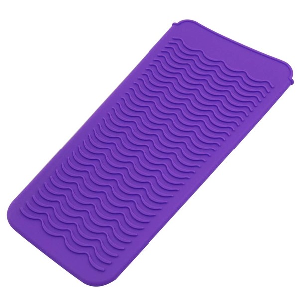 Heat Resistant Silicone Mat Pouch for Flat Iron, Curler Wand, Hot Waver, Salon Tools Appliances, Portable Styling Heat mat, Curling Iron pad Cover, Hair Straightener Travel Bag Case (1Purple)