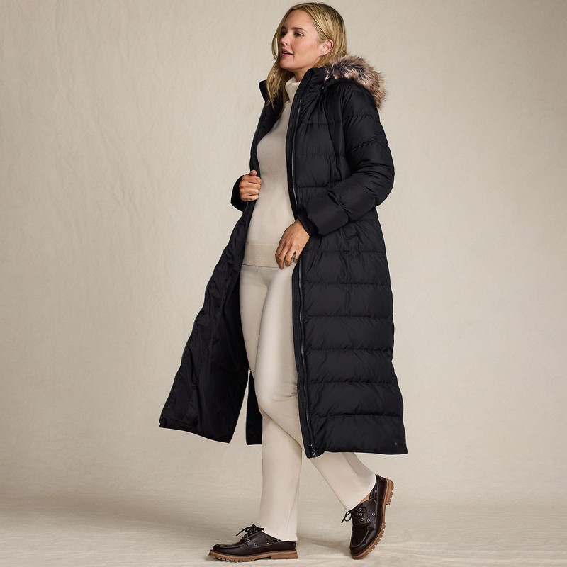 Lands' End Womens Maxi Down Coat Black Plus 3x