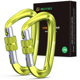 Brotree Carabiner with 1200 kg Load Capacity, Carabiner Hook with Keyring / Screw-Lock Configuration, Heavy Duty Screw-Lock Carabiner for Hammocks, Camping, Hiking, Fishing & More