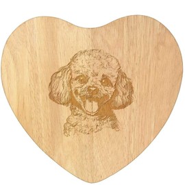 'Toy Poodle Portrait' Wooden Heart Shaped Chopping/Cutting Board (WB00085254)
