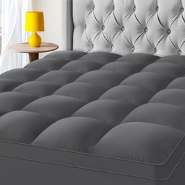 KAYFIA Queen Mattress Topper, Extra Thick Mattress Pad Cover for Deep Sleep,3D+7D Snow Down Alternative Fill Overfilled Plush Pillow Top Mattress with 8-23 Inch Deep Pocket-Grey