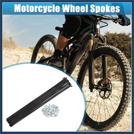 INFINAUTO 40pcs 14G J Bend Bicycle Steel Spokes 290mm 11.42" Cycle Spokes with Brass Nipples Steel Spokes for Mountain Bike MTB Stylish Design