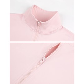 Yeokou Womens Active Zip Up Running Workout Cropped Bbl Athletic Jacket with Thumb Holes(Pink-XS)