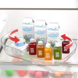 Li&Zhao Lazy Susan Turntable Organizer for Refrigerator 14.4''x10.8'' Fridge Organizers and Storage Condiment Organizer for Kitchen Cabinet, Pantry, Countertop, 1 Pack, Rectangle