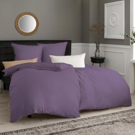 Soifox Cushion Cover 40 x 80 cm, Set of 2 - Pillowcase 40 x 80 cm, Purple, 100% Microfibre, Non-Iron and Wrinkle Free with Zip