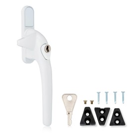 XFORT Locking Cockspur Window Handle Installation Kit in White, Right Hand UPVC Window Handle Replacement, Lockable Window Lever