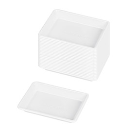 Restaurantware-Bento Tek 1 Ounce Sauce Dipping Dishes, 100 Disposable Soy Sauce Plates - Rectangle, Stylish, White Plastic Condiment Serving Trays, For Serving Dips, Vinegar, Wasabi, And More