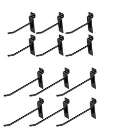 Dazzling Displays Slatwall Accessories: Box of 12 Black Metal Slatwall Hooks, Six 4 Inch and Six 6 Inch, Essential Slat Wall Accessory