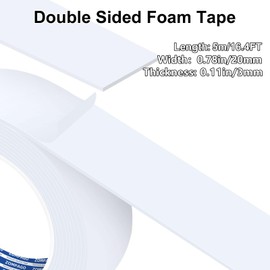 ZOMPAGO Double-Sided Foam Tape for Crafting,0.78in x 16.4FT（5m,Wall and Furniture Decoration,Strong Adhesion,Two Sided Tape Heavy Duty,Removable,Easy to Use,Multipurpose Home & Car Use,White