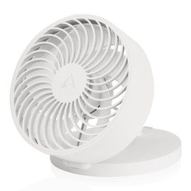 ARCTIC Summair Plus - Portable Fan with Integrated Rechargeable Battery, USB-C Connection (incl. USB-A Charging Cable), Stepless Adjustable Desk Fan 600–3300 RPM - White