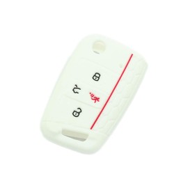 SEGADEN Silicone Cover Protector Case Holder Skin Jacket Compatible with VOLKSWAGEN Golf GTI Tiguan Polo SKODA Octavia 4 Button Flip Remote Key Fob CV9806 White