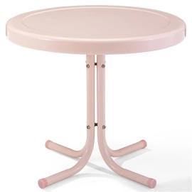 Afuera Living Modern Steel Metal Patio End Table in Pastel Pink