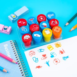 36PCS Nurse Party Favors - 24PCS Pre-Cut Temporary Tattoos & 12PCS Stamps - Ideal Nursing Graduation Appreciation Themed Birthday Card Decorations Supplies Goodie Bag Kids Gifts Classroom Rewards