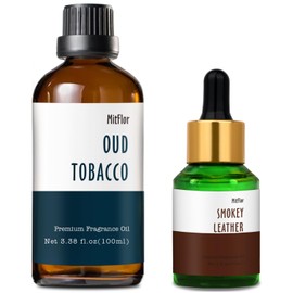 MitFlor MitFlor Oud Tobacco & Smokey Leather Fragrance Oil - 30ml & 100ml, 2-Pack Aromatherapy Oil for Soap, Candle, Perfume & Diffuser