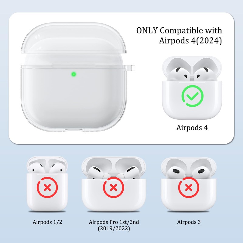 Meliya Clear Cover for AirPods 4 Case, Soft TPU Shock