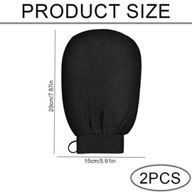 KOZOY Peelinghandschuh, 2 Stück Schwarz Peeling Handschuh Handschuhe, Exfoliating Gloves, Hamam Massagehandschuh für Körper & Gesicht