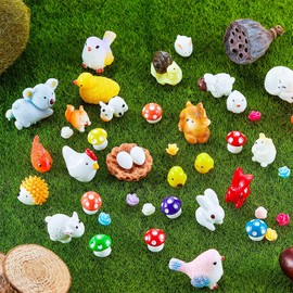 Skylety 100 Pcs Mini Resin Animals Figures Tiny Resin Animals Bulk for Garden Accessories, Micro Landscape Ornaments Kit, Dollhouse Hide Crafts
