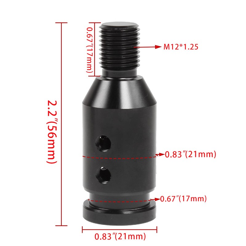 muge racing Universal Gear Shift Knob Adapter,Aluminum Alloy M12x1.25Shift Knob