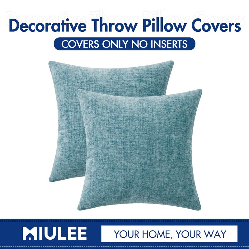 MIULEE Pack of 2 Smoke Blue Throw Pillow Covers 20x20