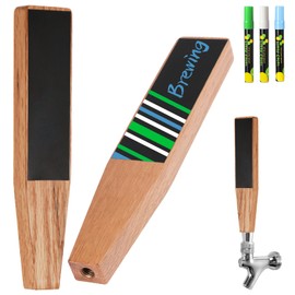 2PCS Beer Tap Handles - Wooden Chalkboard Keg Tap Faucet Handle Display for Kegerator with 3 Chalk Markers Pen, Draft Beer Accessories for Home Bar, Gifts for Brewery Lovers