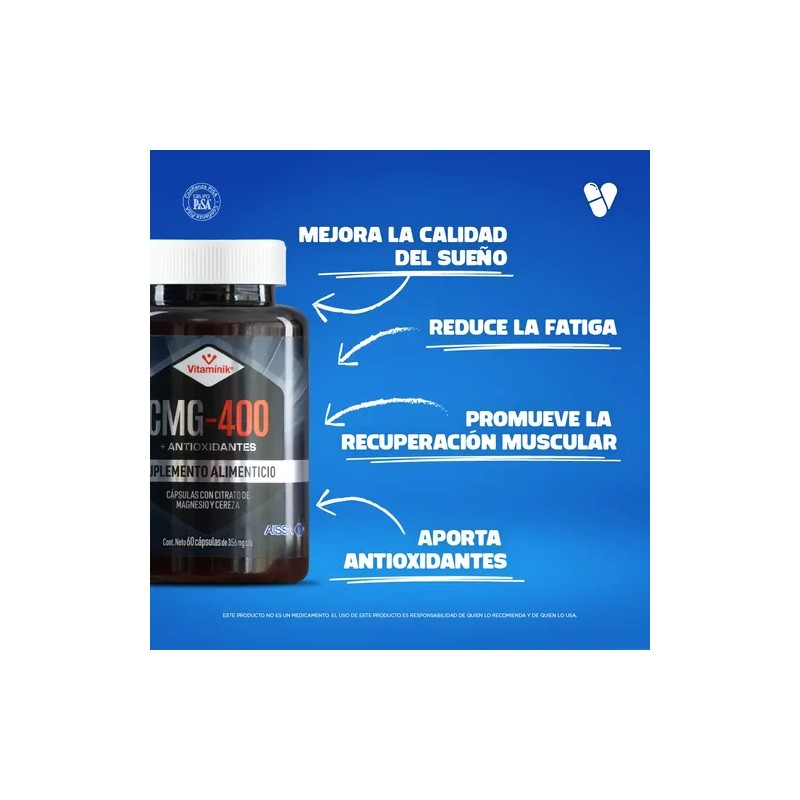 Citrato De Magnesio Vitamínik Cmg-400 60 Cápsulas