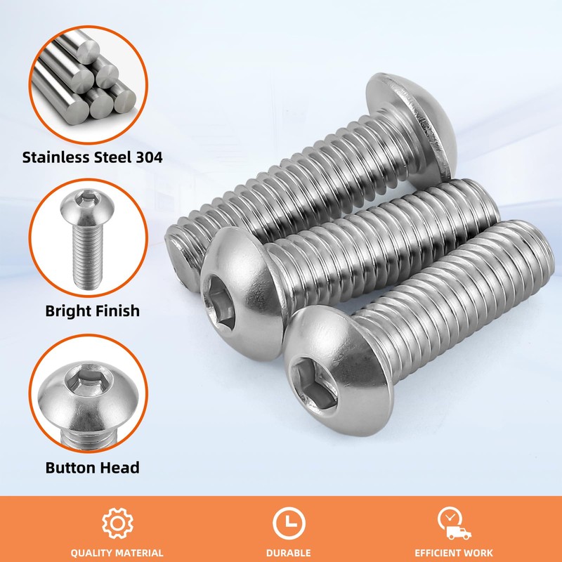 M3-0.5 x 6mm Button Head Socket Cap Screws, Stainless Steel