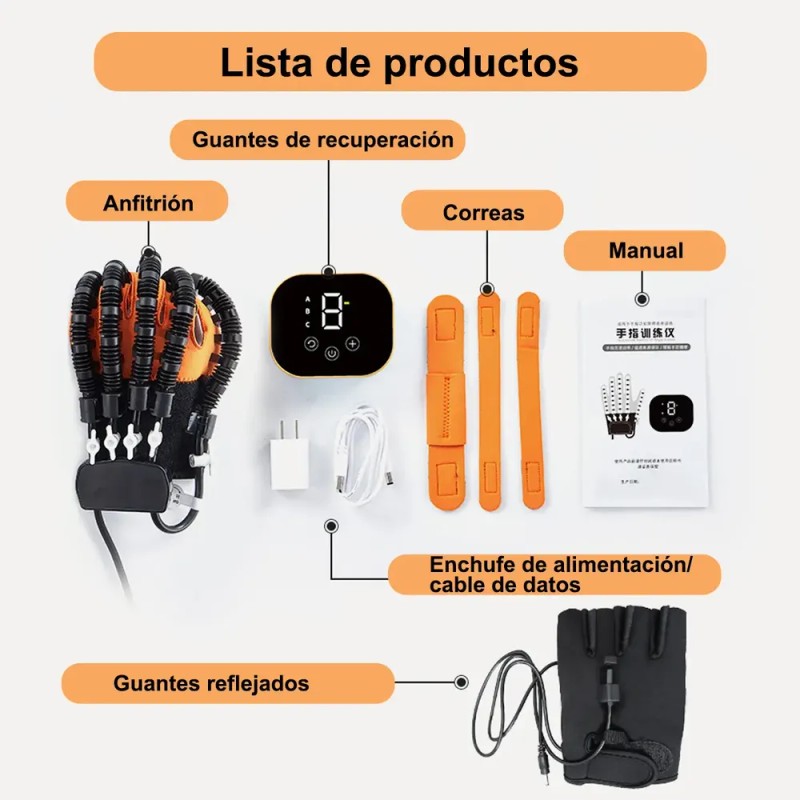 Guantes De Robot Rehabilitación Manos Entrenador Ejercicio Color Orange Left